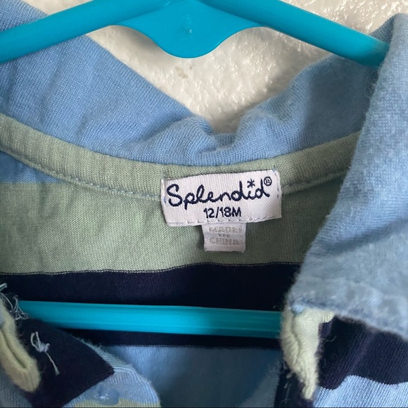 SPLENDID Baby Striped Polo Blue Navy Lime 12-18 - Picture 2 of 3